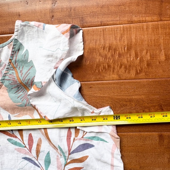 Cynthia Rowley 100% Linen Tunic Dress L Tropical Leaf Print Boho - Picture 3 of 10